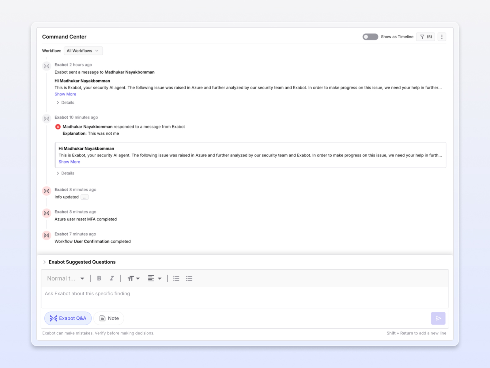 Automated response workflow UI visualizing accelerated incident response