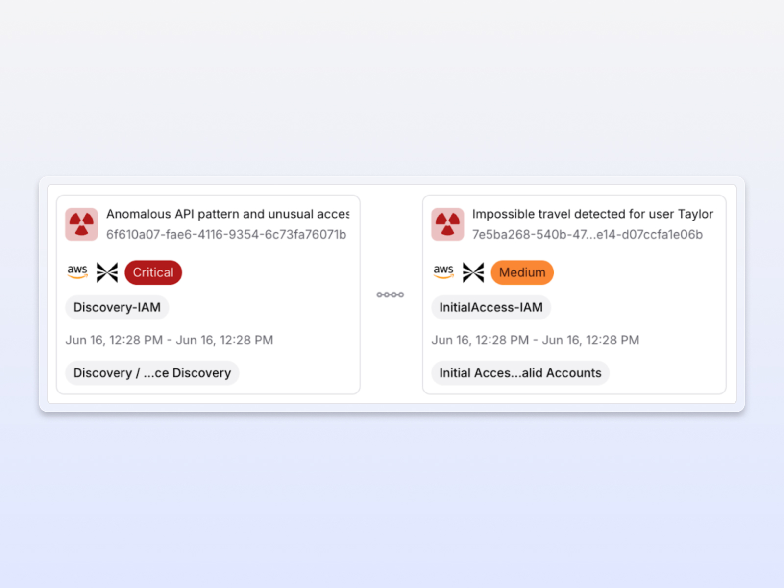 Detection findings UI visualizing comprehensive threat detection coverage